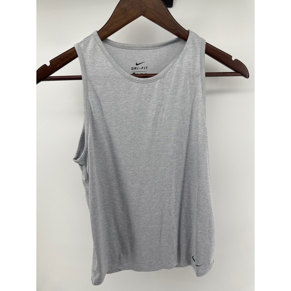 Nike Dri Fit Women Tank Top Gray Athletic Workout Muscle Sleeveless XS